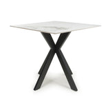 Nova 80cm Square Dining Table – White Marble Ceramic