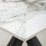 Nova 80cm Square Dining Table – White Marble Ceramic