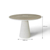 Stratos 120cm Round Dining Table – Ivory & Travertine