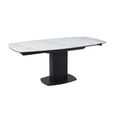 Ritz 120–180cm Swivel Extending Dining Table – White Calacatta Ceramic