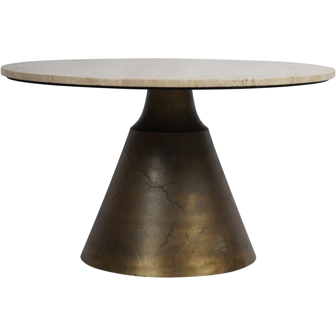 Libra Interiors Clifton II Coffee Table – Antique Brass & Travertine - Large