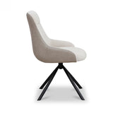Amara 360 Swivel Dining Chair – Beige Fabric & Taupe – Set of 2