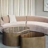 Libra Interiors Cloud Coffee Tables – Emperador Marble & Glass – Set of 2