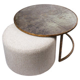 Libra Interiors Atlas Coffee Table & Nesting Pouffe – Brass