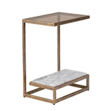 Libra Interiors Alicia Two Tier Side Table – Smoked Glass & Banswara Marble
