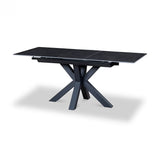 Nova 120–160cm Extending Dining Table – Dark Grey Matte Ceramic & Black