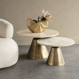 Libra Interiors Clifton II Coffee Table – Antique Brass & Travertine - Large
