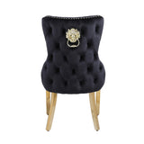 Kensington Dining Chair – Black Velvet & Gold – Set of 2