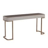 Libra Interiors Jamille Console Table – Cream Leather & Brown Oak