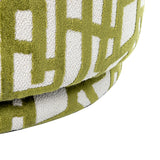 Libra Interiors Elmo Swivel Chair – Ivory Bouclé & Olive Pattern