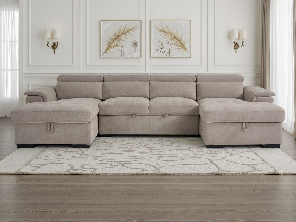 Alaya U-Shape Sofabed – Beige