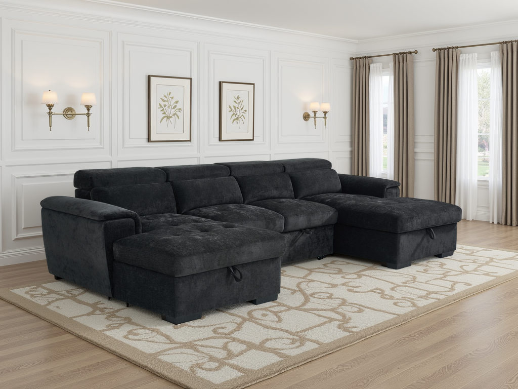 Alaya U-Shape Sofabed – Black