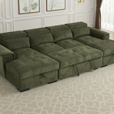 Alaya U-Shape Sofabed – Green