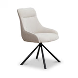 Amara 360 Swivel Dining Chair – Beige Fabric & Taupe – Set of 2