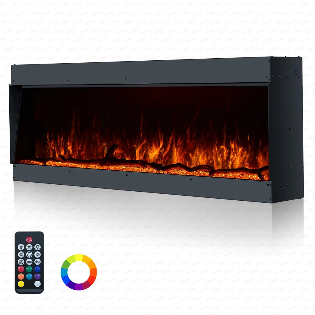 Clarendon Borderless 3D Flame Electric Media Wall Fireplace – Black