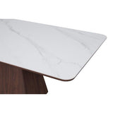 Eden 200cm Dining Table – Walnut & White Sintered Stone