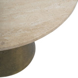 Libra Interiors Clifton II Coffee Table – Antique Brass & Travertine | Small