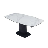 Ritz 120–180cm Swivel Extending Dining Table – White Calacatta Ceramic