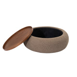 Libra Interiors Gensen Ottoman – Coffee Chenille & Walnut Tray – Large 102cm