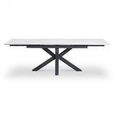 Nova 160–240cm Extending Dining Table – Soft Grey Marble Ceramic & Black