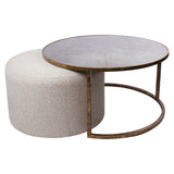 Libra Interiors Atlas Coffee Table & Nesting Pouffe – Brass