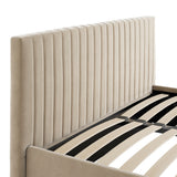 Savanna Velvet Channelled Ottoman Bed – Beige