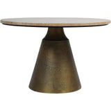 Libra Interiors Clifton II Coffee Table – Antique Brass & Travertine | Small