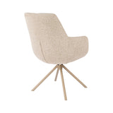 Napoli 160–240cm Extending Dining Table & Camilla Swivel Dining Chairs – Travertine Ceramic & Natural Tweed