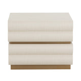 Libra Interiors Subira Bedside Table – Cream Raffia & Gold