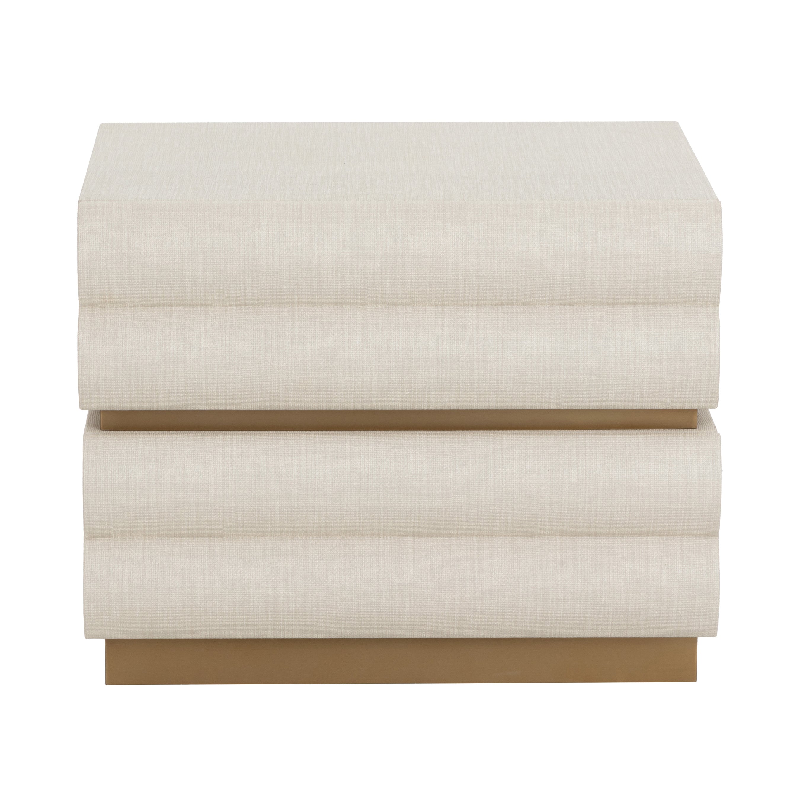 Libra Interiors Subira Bedside Table – Cream Raffia & Gold