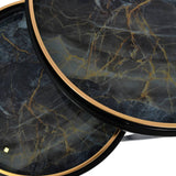 Libra Interiors Vesuvius Side Tray Tables – Black & Gold – Set of 2