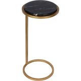 Libra Interiors Iota Accent Table – Black Marble & Aged Gold