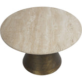 Libra Interiors Clifton II Coffee Table – Antique Brass & Travertine - Large