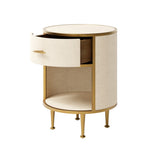 D.I Designs Hampton Round Bedside Table – Ivory Shagreen