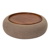 Libra Interiors Gensen Ottoman – Coffee Chenille & Walnut Tray – Large 102cm