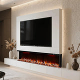Maison UHD Panoramic 3-Sided Media Wall Electric Fireplace – Smart WiFi & Alexa