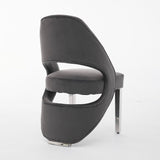 Santorini Dining Chair – Grey Velvet & Chrome Legs – Set of 2