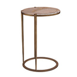 Libra Interiors Iota Oval Accent Table – Forest Brown Marble