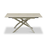 Kensai 120–160cm Extending Dining Table – Travertine Ceramic & Beige