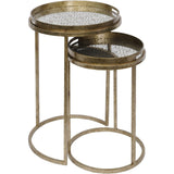 Libra Interiors Vienna Antique Gold Diamond Side Tray Tables – Set of 2