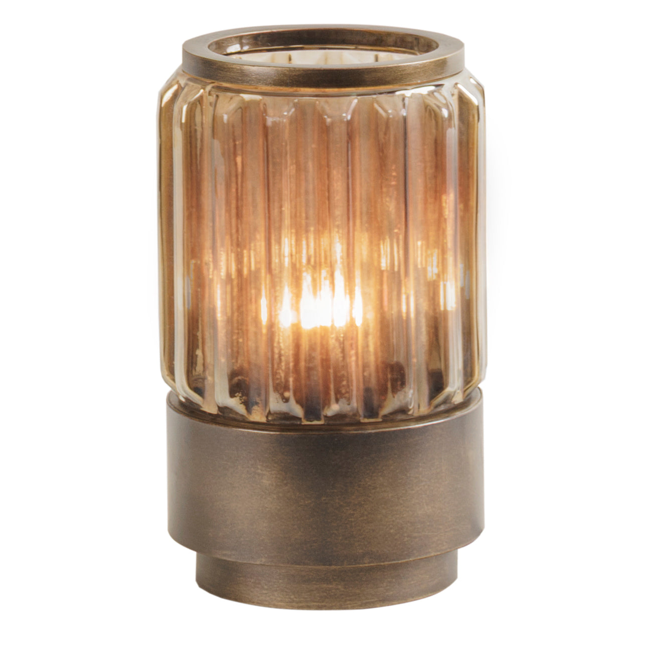 Libra Interiors Eleanor Fluted Glass Table Lamp Uplighter – Copper Brown – Small