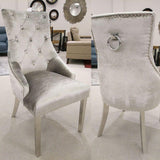 Belle Knocker Back Dining Chair – Pewter Silver Velvet