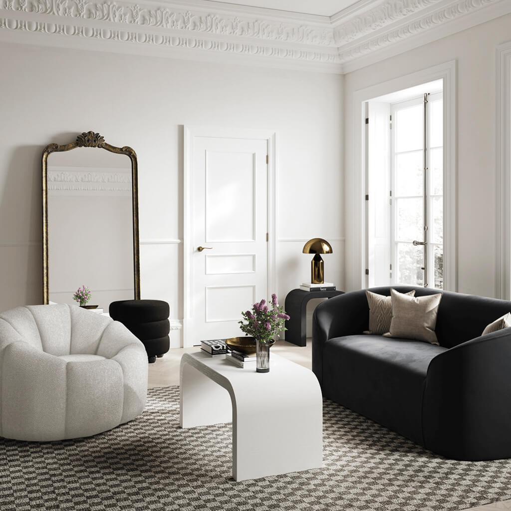 Nao Swivel Lounge Chair – Ivory Bouclé