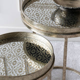 Libra Interiors Vienna Antique Gold Diamond Side Tray Tables – Set of 2