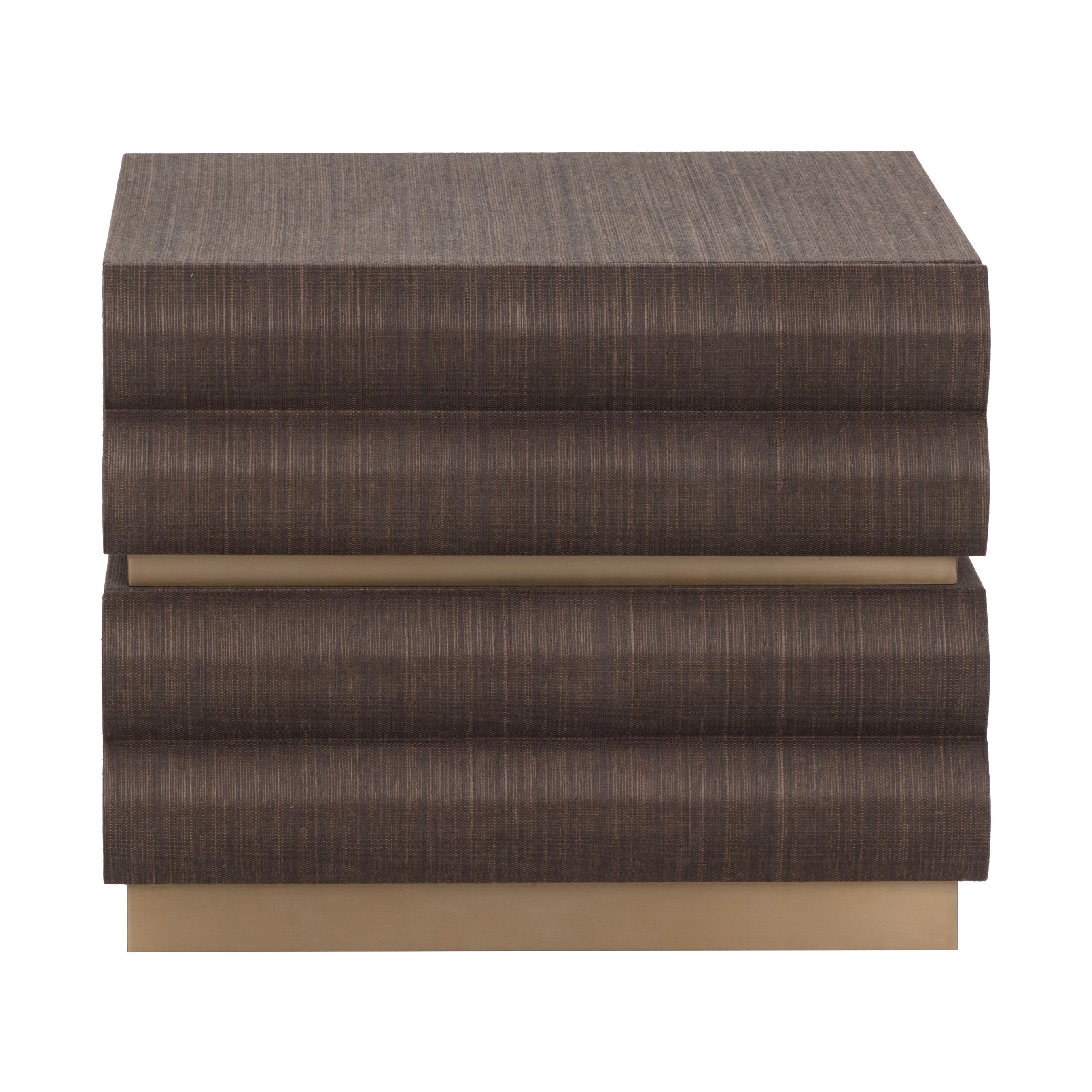 Libra Interiors Subira Bedside Table – Chocolate Raffia & Gold