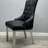Majestic Midnight Black PU Leather Dining Chairs – Set of 2