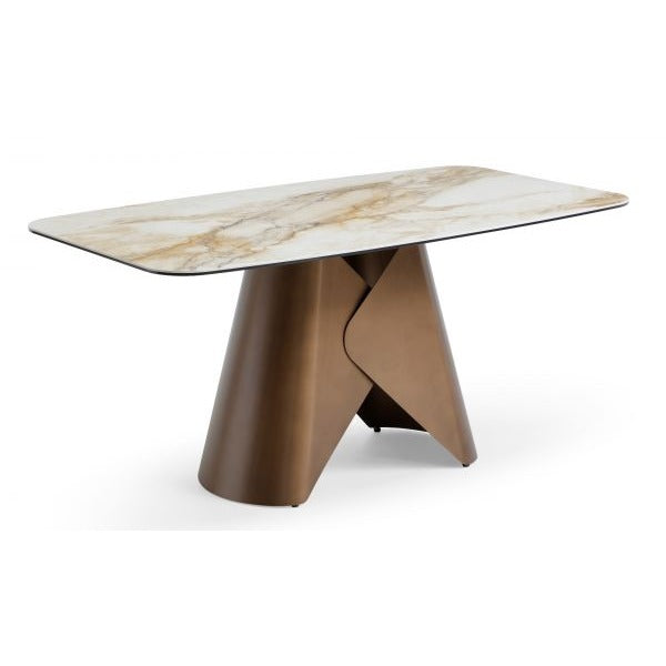 Siena 160cm Dining Table – White Pandora Classico & Brass