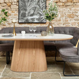 Bianca 200cm Oval Dining Table – Beech & White Ceramic Marble