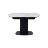 Ritz 120–180cm Swivel Extending Dining Table – White Calacatta Ceramic