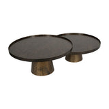Libra Interiors Sandbanks Nesting Coffee Tables – Rustic Antique Gold – Set of 2